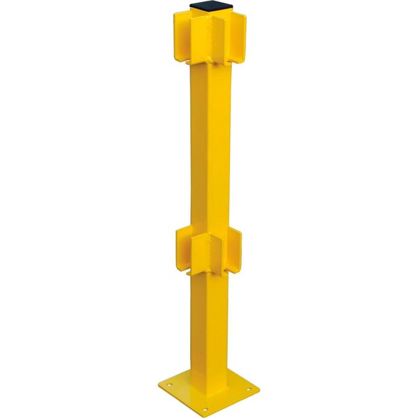 Global Industrial Steel Lift-Out Guard Rail Corner Post, Double-Rail, 42H, Yellow 708442